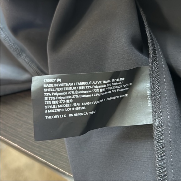 THEORY Diagonal Drape Dress Black Sleeveless Back Zip LBD Sz 8 NEW - Picture 14 of 14